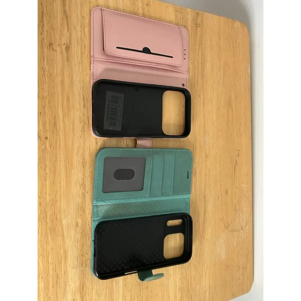 2‑Piece iPhone 17 Pro Max Wallet Case Bundle Pink & Teal PU Leather Folio Covers